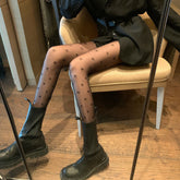 Womens Sheer Black Patterned Pantyhose Stockings